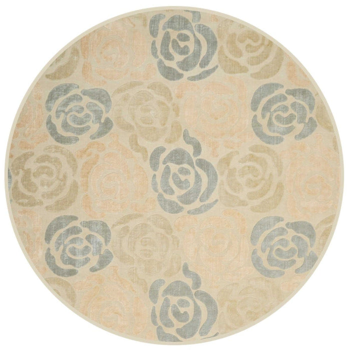 Christopher Guy Wool & Silk Sand Shell Light Chic Grey CGS20 Wool Blend Contemporary Area Rug - 6 Ft x Round