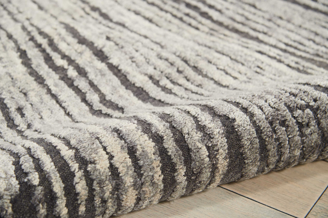 Christopher Guy Wool & Silk Chic Grey CGS21 Wool Blend Contemporary Area Rug - 6 Ft x Round