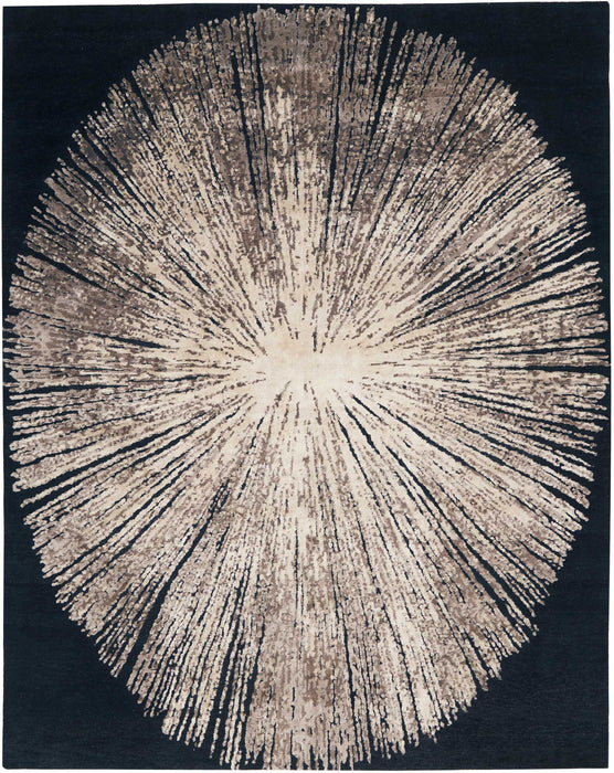 Christopher Guy Wool & Silk Noir CGS21 Wool Blend Contemporary Area Rug - 10 Ft x Round
