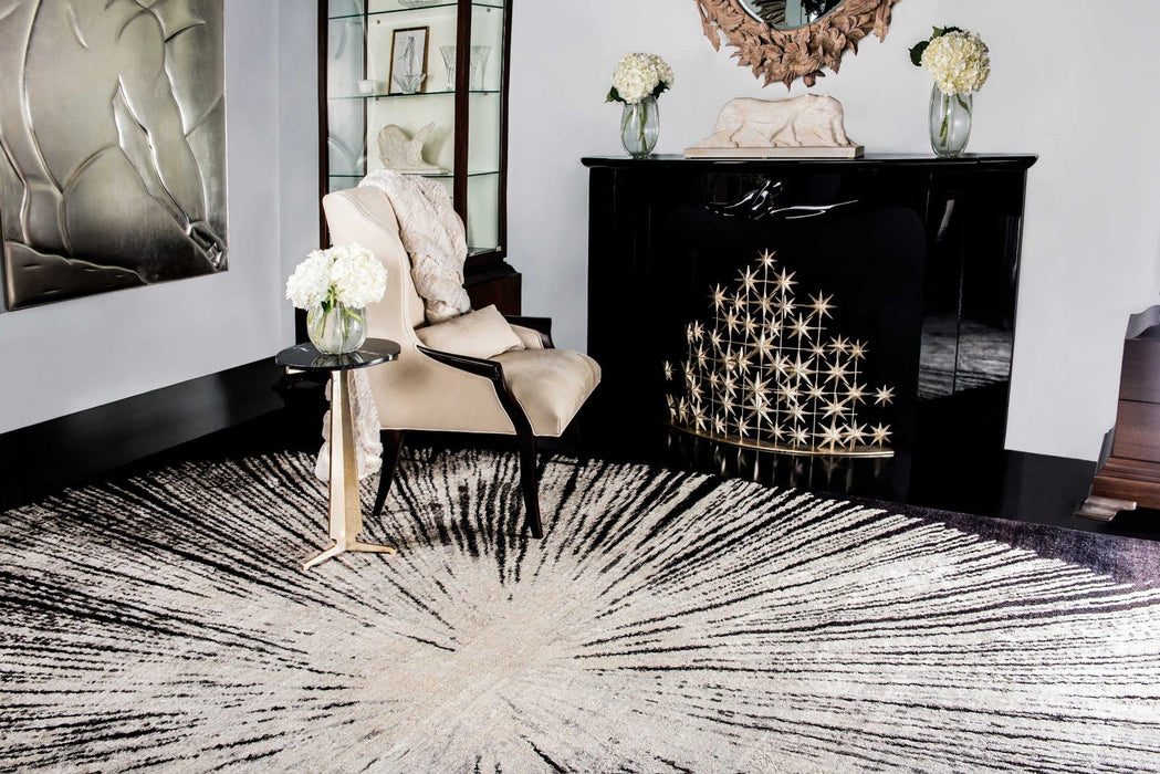 Christopher Guy Wool & Silk Noir CGS21 Wool Blend Contemporary Area Rug - 8 Ft x Round