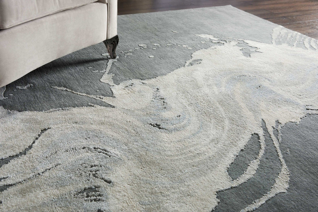 Christopher Guy Wool & Silk Chic Grey CGS22 Wool Blend Contemporary Area Rug - 6 Ft x Round