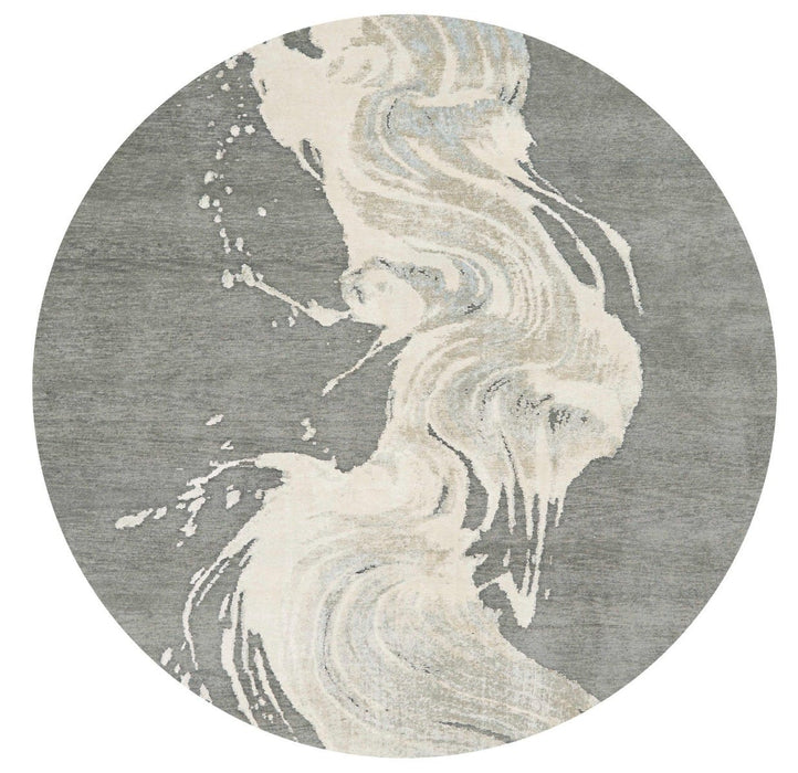 Christopher Guy Wool & Silk Chic Grey CGS22 Wool Blend Contemporary Area Rug - 10 Ft x Round