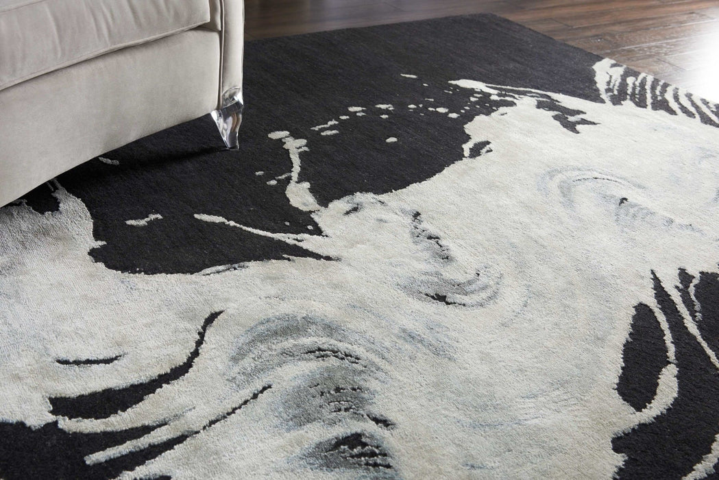 Christopher Guy Wool & Silk Noir CGS22 Wool Blend Contemporary Area Rug - 12 Ft x Round