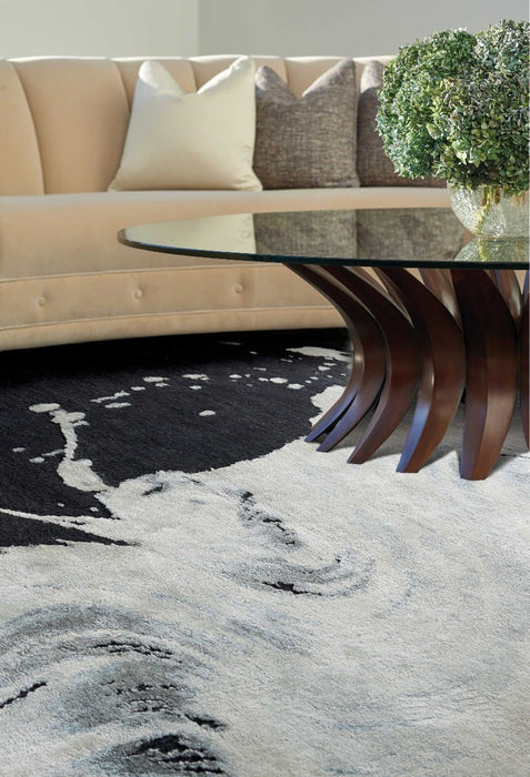 Christopher Guy Wool & Silk Noir CGS22 Wool Blend Contemporary Area Rug - 12 Ft x Round