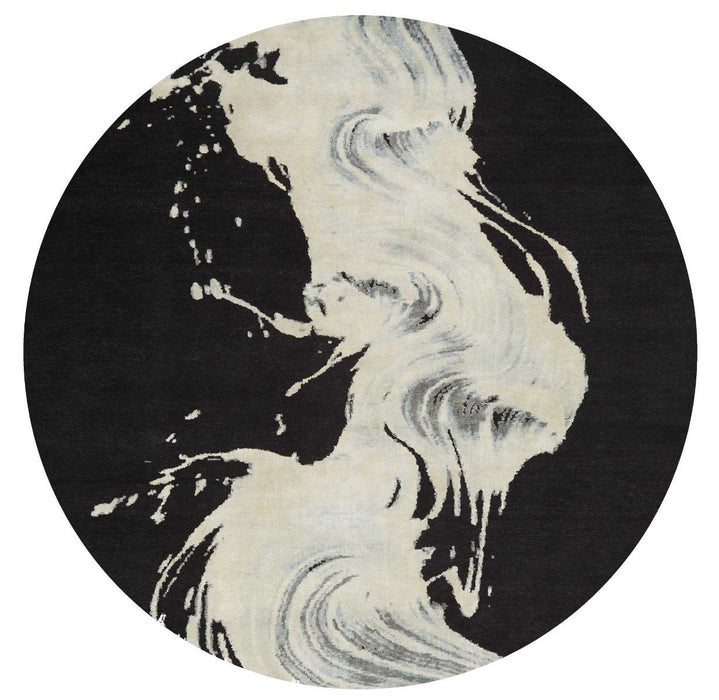 Christopher Guy Wool & Silk Noir CGS22 Wool Blend Contemporary Area Rug - 10 Ft x Round