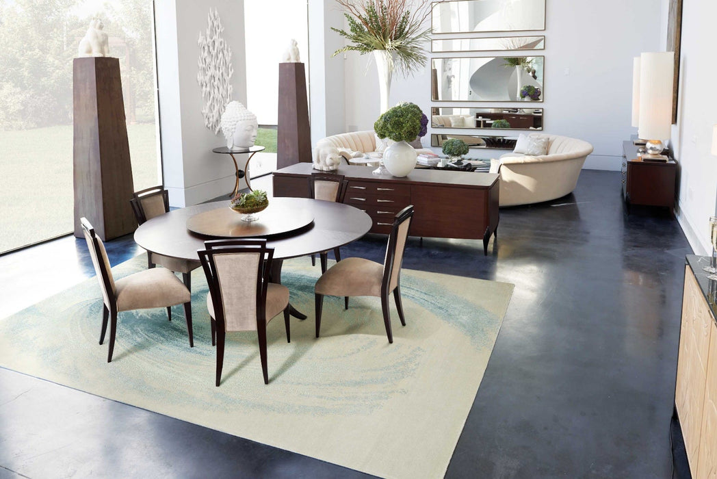 Christopher Guy Wool & Silk Beige Seafoam CGS30 Wool Contemporary Area Rug - 12 Ft x Round