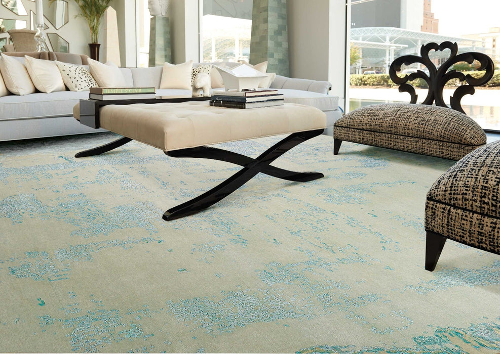 Christopher Guy Wool & Silk Beige Seafoam CGS31 Wool Area Rug - 12 Ft x Square