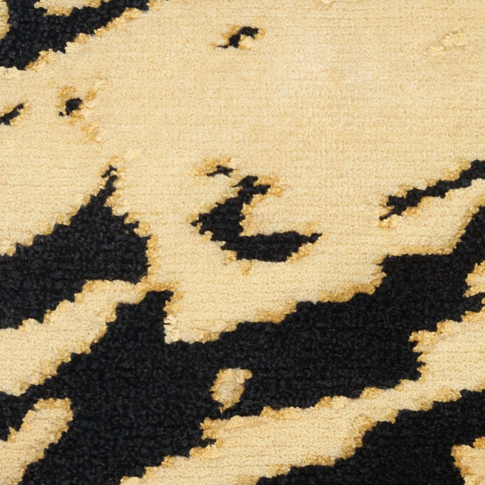 Christopher Guy Wool & Silk Gold Black CGS36 Wool Blend Contemporary Area Rug - 6 Ft x Round