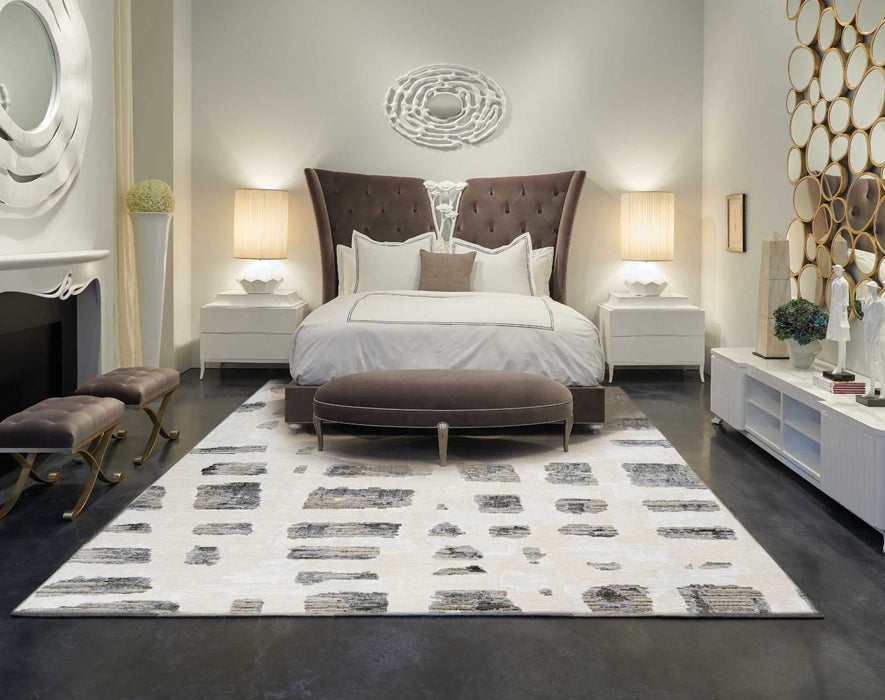 Christopher Guy Wool Marble White Misted Morning CGW12 Wool Blend Contemporary Area Rug - 12 Ft x Square