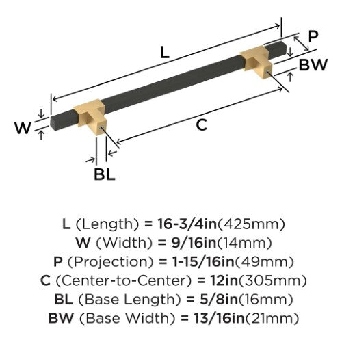 Urbanite Zinc & Aluminum Champagne Bronze / Matte Black Appliance Pull 3