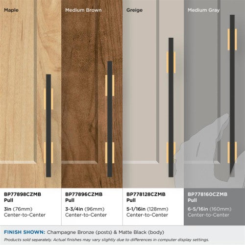 Urbanite Zinc & Aluminum Champagne Bronze / Matte Black Cabinet Pull 27