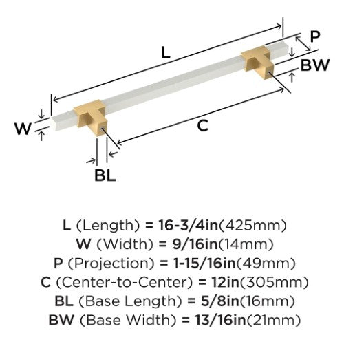 Urbanite Zinc & Aluminum Champagne Bronze / White Appliance Pull 3
