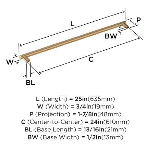 Bronx Zinc & Stainless Steel Champagne Bronze Appliance Pull 6