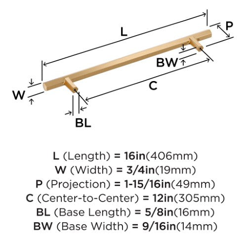 Caliber Zinc Champagne Bronze Appliance Pull 3