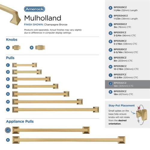 Mulholland Zinc Champagne Bronze Appliance Pull 11