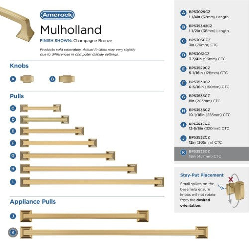 Mulholland Zinc Champagne Bronze Appliance Pull 12