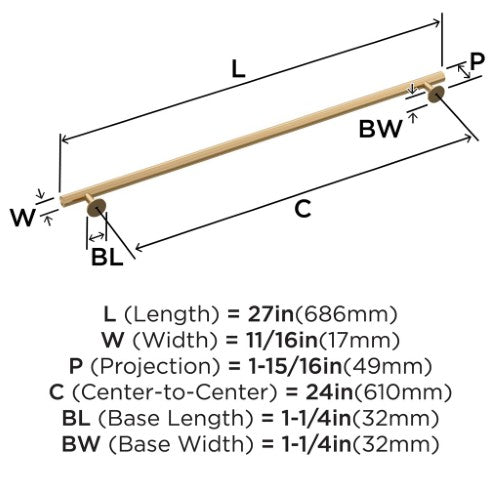 Radius Stainless Steel Champagne Bronze Appliance Pull 6