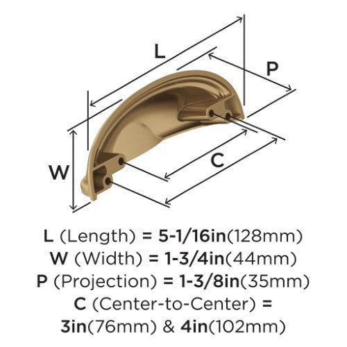 Ashby Zinc Champagne Bronze Cabinet Pull 2