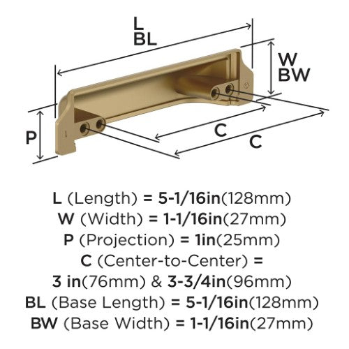 Haven Zinc Champagne Bronze Cabinet Pull 2