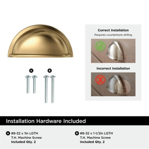 Cup Pulls Zinc Champagne Bronze Cabinet Pull 3