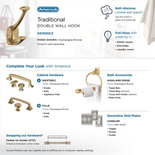 Vicinity Zinc Champagne Bronze Hook 9