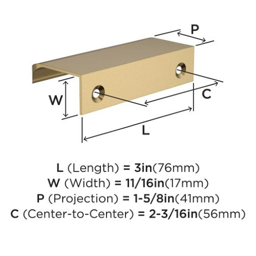 Streamline Tab Zinc Champagne Bronze Cabinet Pull 4
