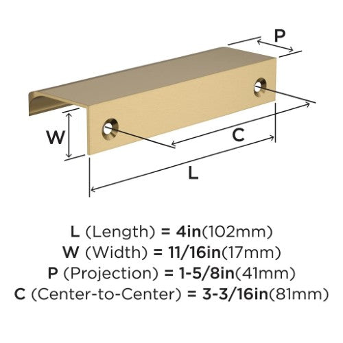 Streamline Tab Zinc Champagne Bronze Cabinet Pull 4