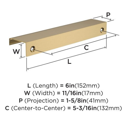Streamline Tab Zinc Champagne Bronze Cabinet Pull 6