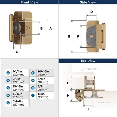 Decorative Hinges Steel Champagne Bronze Cabinet Hinge 2