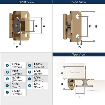 Decorative Hinges Steel Champagne Bronze Cabinet Hinge 2