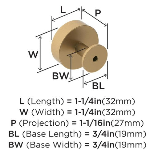 Radius Stainless Steel Champagne Bronze Cabinet Knob 2