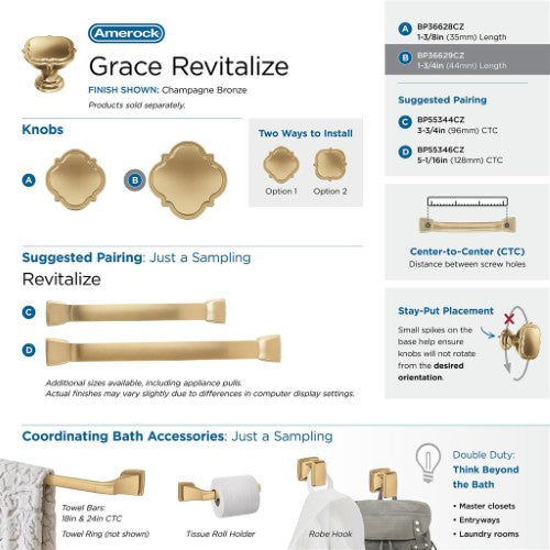 Grace Revitalize Zinc Champagne Bronze Cabinet Knob 7