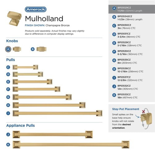 Mulholland Zinc Champagne Bronze Cabinet Knob 11
