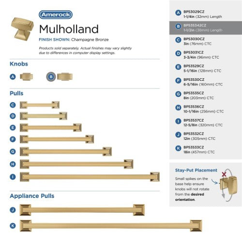 Mulholland Zinc Champagne Bronze Cabinet Knob 14