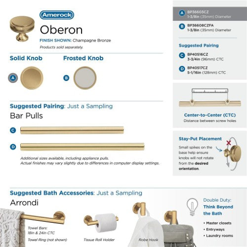 Oberon Zinc Champagne Bronze Cabinet Knob 7