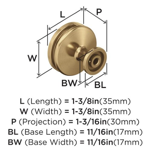 Oberon Zinc Champagne Bronze Cabinet Knob 2