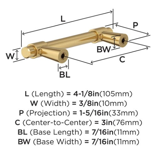 Destine Zinc Champagne Bronze Cabinet Pull 9