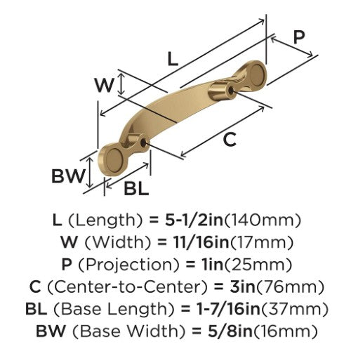 Inspirations Zinc Champagne Bronze Cabinet Pull 5