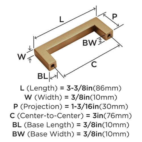 Monument Aluminum Champagne Bronze Cabinet Pull 9