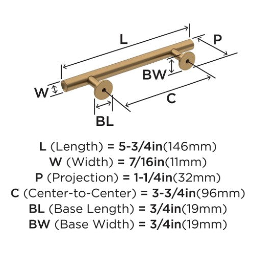 Radius Stainless Steel Champagne Bronze Cabinet Pull 10