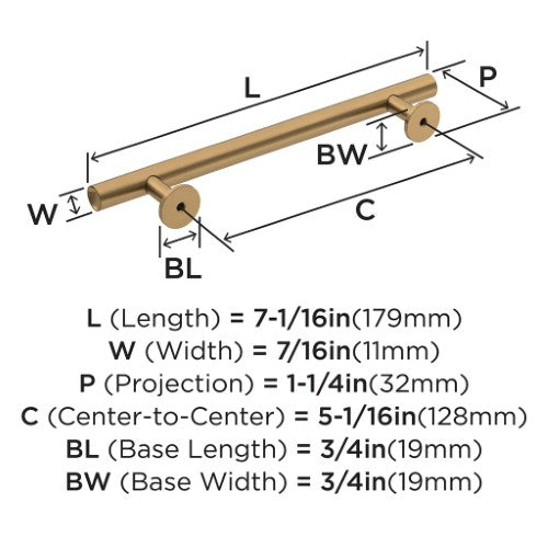 Radius Stainless Steel Champagne Bronze Cabinet Pull 11