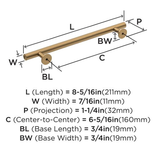 Radius Stainless Steel Champagne Bronze Cabinet Pull 12