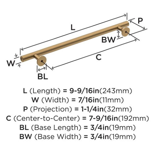 Radius Stainless Steel Champagne Bronze Cabinet Pull 13