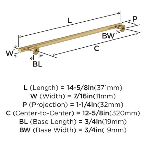 Radius Stainless Steel Champagne Bronze Cabinet Pull 15
