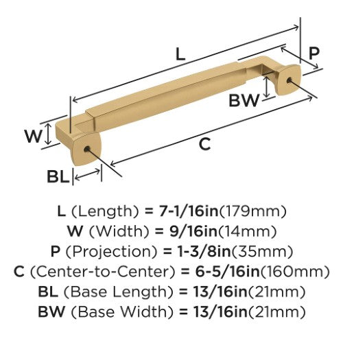 Stature Zinc Champagne Bronze Cabinet Pull 12