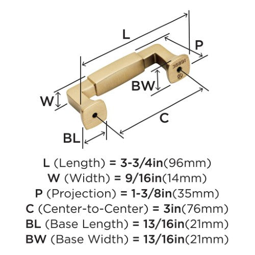 Stature Zinc Champagne Bronze Cabinet Pull 9