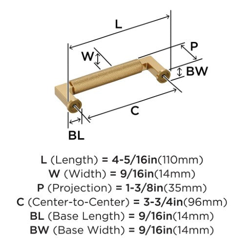 Balata Zinc Champagne Bronze Cabinet Pull 12