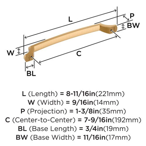 Bellamy Zinc Champagne Bronze Cabinet Pull 16