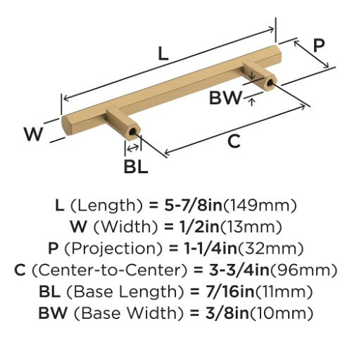 Caliber Zinc Champagne Bronze Cabinet Pull 10