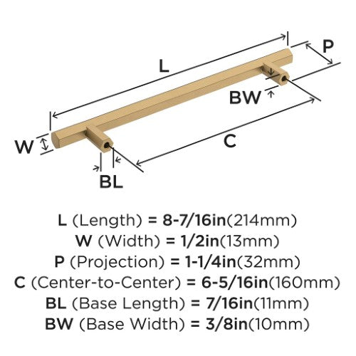 Caliber Zinc Champagne Bronze Cabinet Pull 12